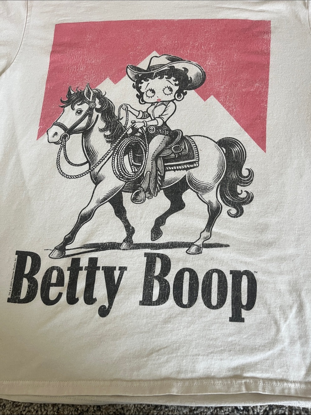 Betty Boop Cowgirl Horse White Tee Graphic - Picture 2 of 3